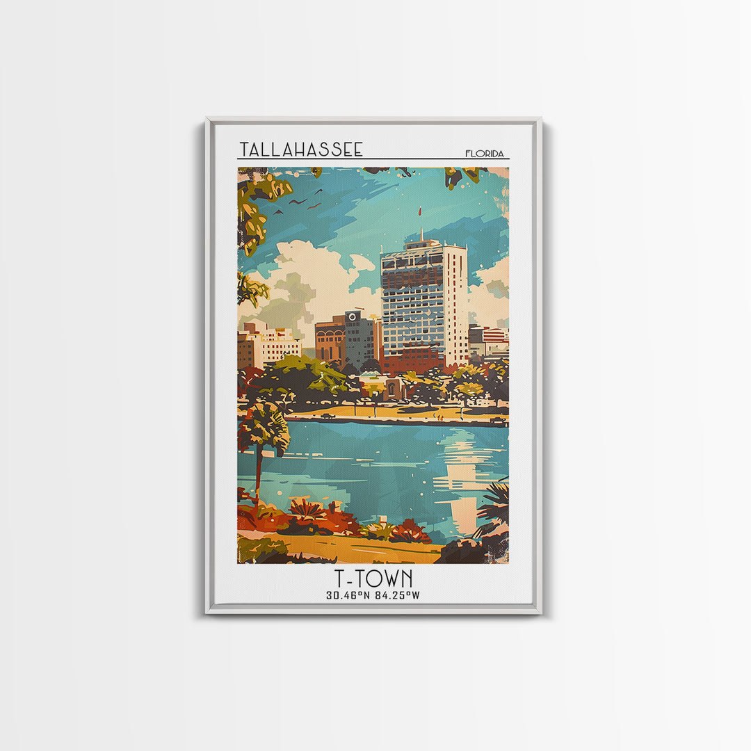 Tallahassee Florida Travel Poster, Framed Canvas Print, Travel Art Print, Modern Wall Decor, City Travel Poster, Retro Travel Poster