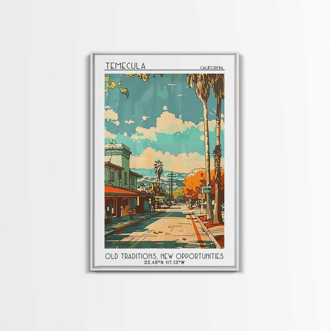 Temecula Travel Poster, Framed Canvas Print, City Art Print, Travel Wall Art, Travel Decor, Wanderlust Gift, Travel Print, Art Print