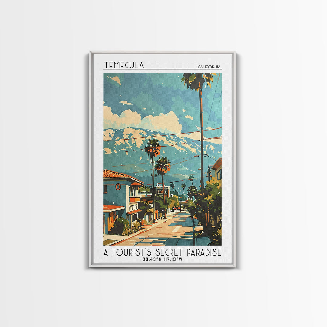 Temecula California Travel Poster, Canvas Print, Retro Wall Art, Travel Print, Travel Posters, Modern Wall Decor, City Travel Poster