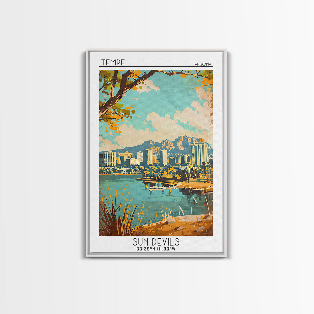 Tempe Arizona Travel Poster, Canvas Print, City Travel Poster, Travel Wall Art, Minimalist Poster, Colorful Wall Art, Travel Posters