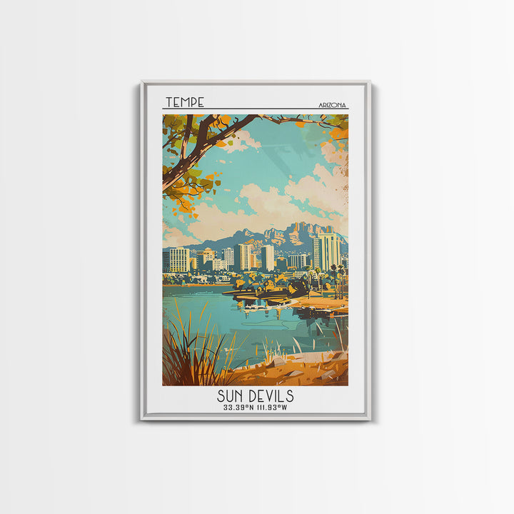 Tempe Arizona Travel Poster, Canvas Print, City Travel Poster, Travel Wall Art, Minimalist Poster, Colorful Wall Art, Travel Posters