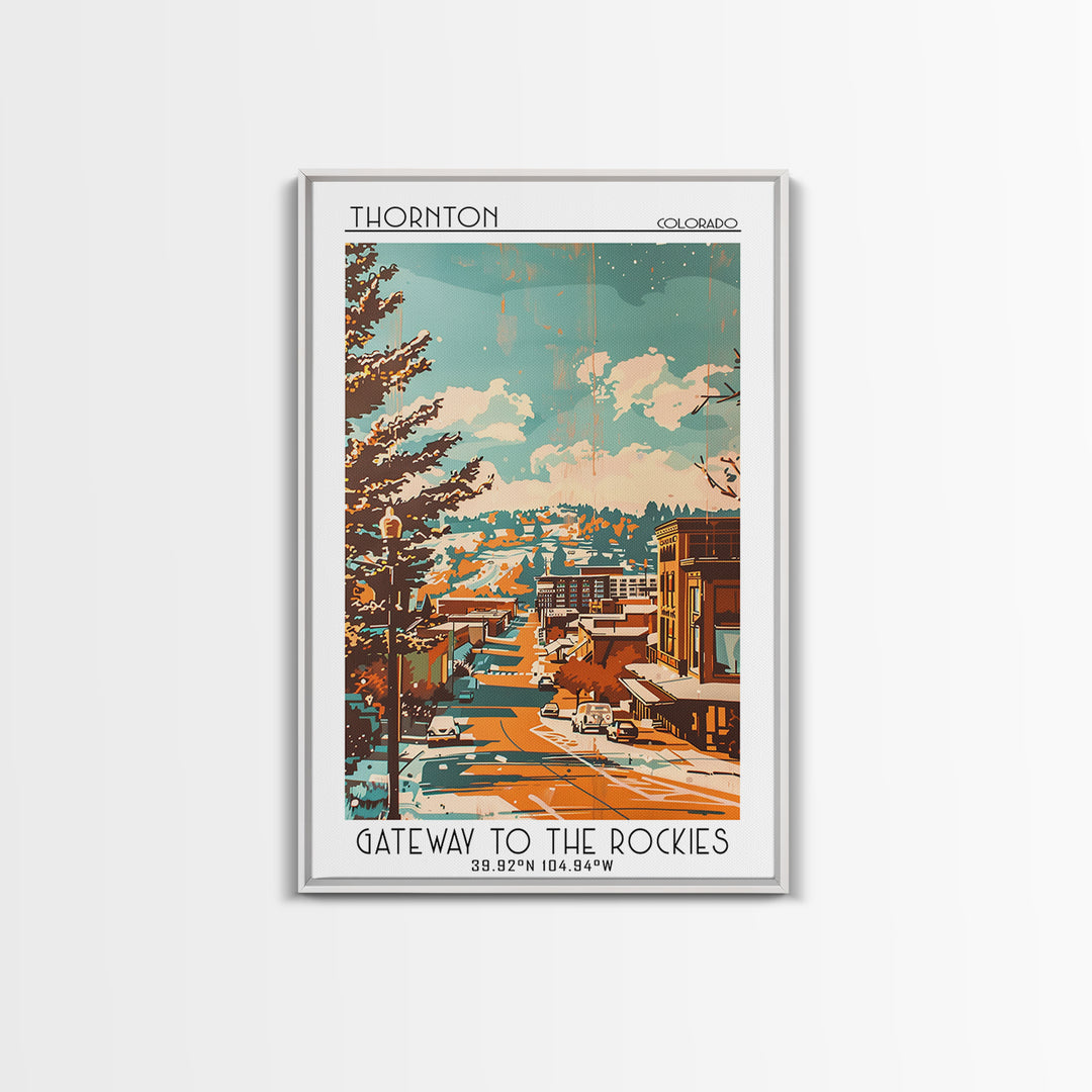 Thornton Travel Poster, Framed Canvas Print, City Art Print, Travel Wall Art, Travel Prints, City Illustration, Living Room Wall Art