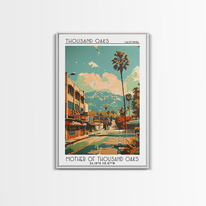 Thousand Oaks California Travel Poster, Canvas Print, Retro Travel Poster, City Wall Art, Wall Art, Mid Century Wall Art, Home Decor