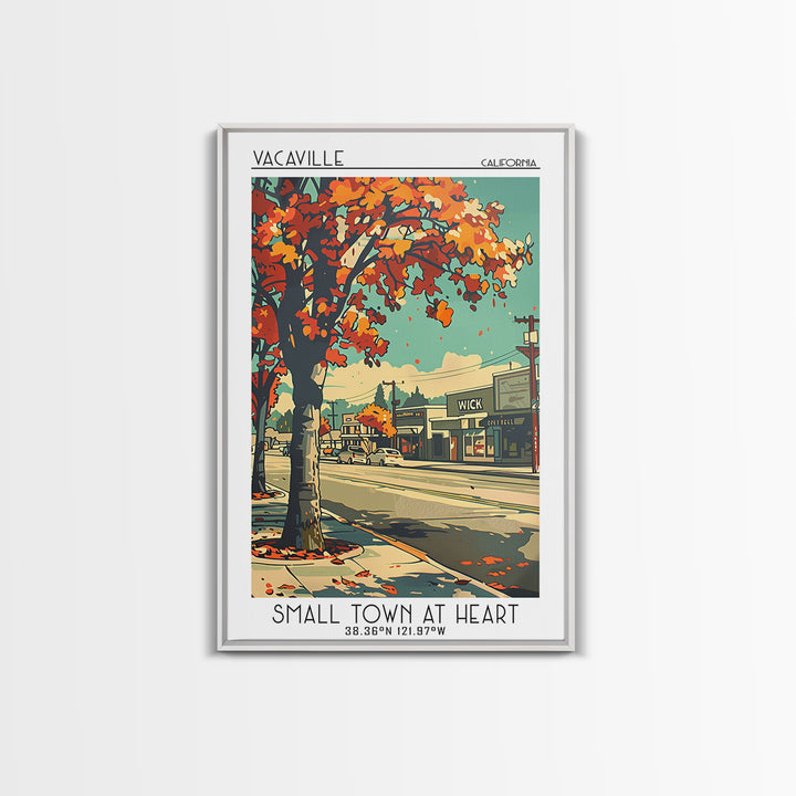 Vacaville Travel Poster, Framed Canvas Print, City Travel Poster, Travel Wall Art, City Illustration, Living Room Wall Art, Wall Art