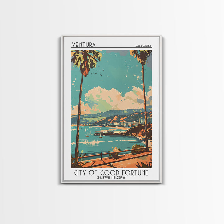 Ventura Travel Poster, Framed Canvas Print, Travel Wall Decor, Minimalist Poster, Poster Print, Travel Wall Art, Retro Travel Poster