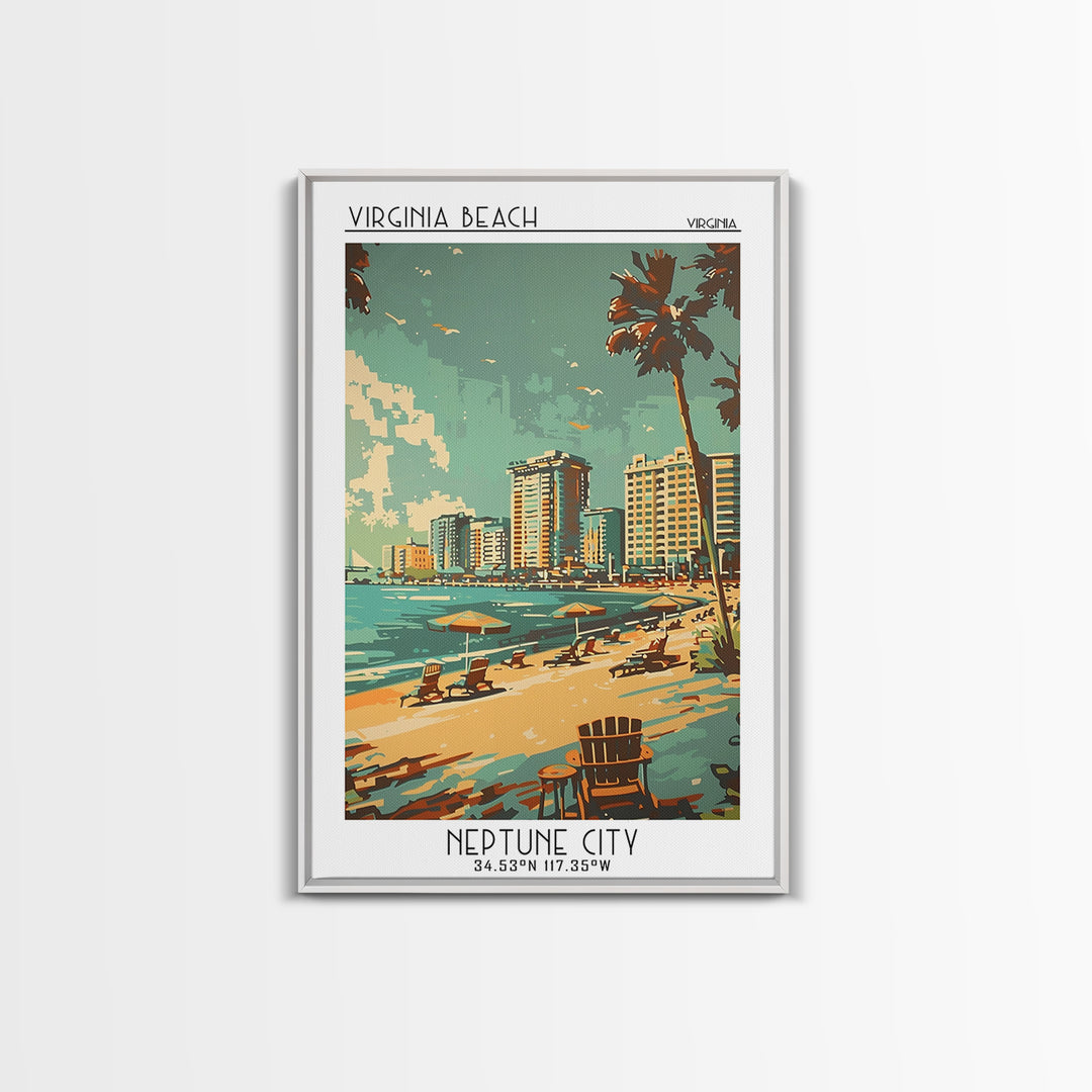 Virginia Beach Virginia Travel Poster, Canvas Print, City Art Print, Travel Wall Art, Vintage Travel Art, Travel Print, Poster Print