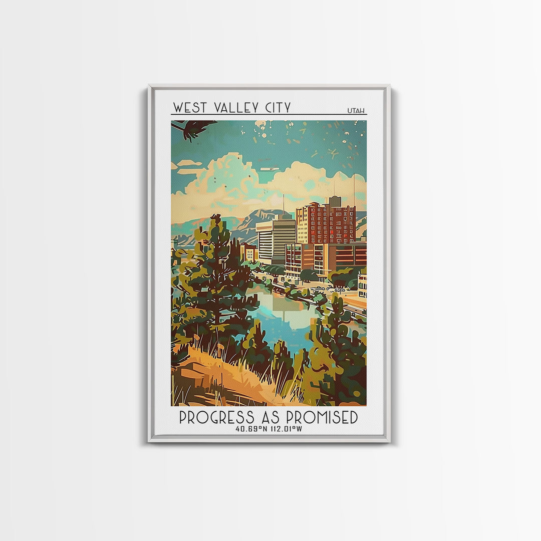 West Valley City Travel Poster, Canvas Print, Retro Travel Poster, City Wall Art, Travel Posters, Minimalist Poster, Travel Wall Art