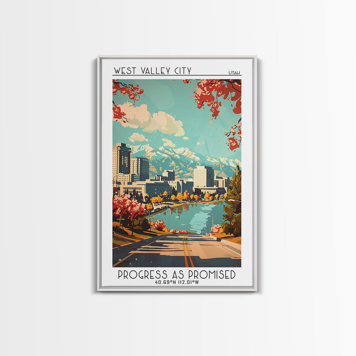 West Valley City Utah Travel Poster, Framed Canvas Print, City Travel Poster, Travel Wall Art, Home Decor, Wanderlust Gift, Wall Art