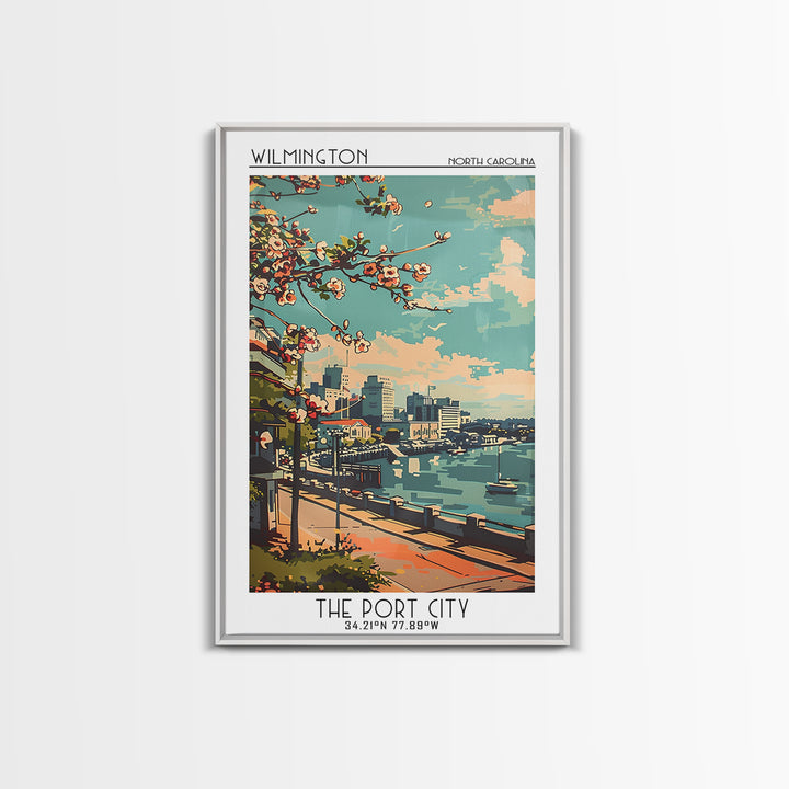 Wilmington Travel Poster, Framed Canvas Print, City Travel Poster, Travel Wall Decor, Travel Wall Art, Poster Art, City Illustration