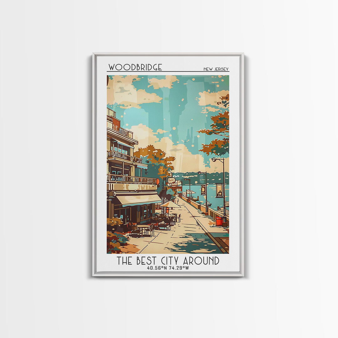 Woodbridge New Jersey Travel Poster, Canvas Print, City Travel Poster, Travel Wall Art, Retro Wall Art, Travel Print, Fine Art Print