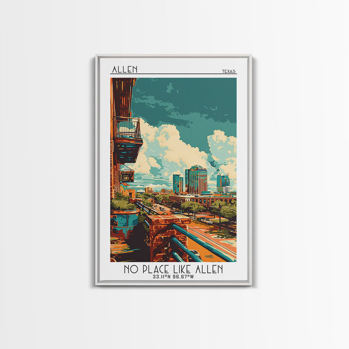 Allen Travel Poster, Canvas Print, Retro Travel Poster, City Wall Art, Art Print, Travel Wall Art, Colorful Wall Art, Travel Posters