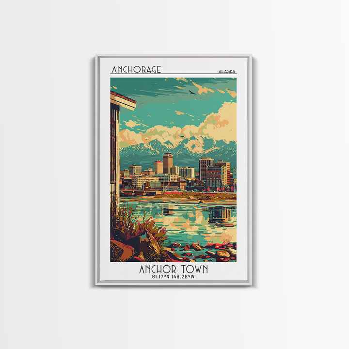 Anchorage Travel Poster, Framed Canvas Print, City Travel Poster, Vintage City Poster, Retro Travel Print, Art Print, City Art Print
