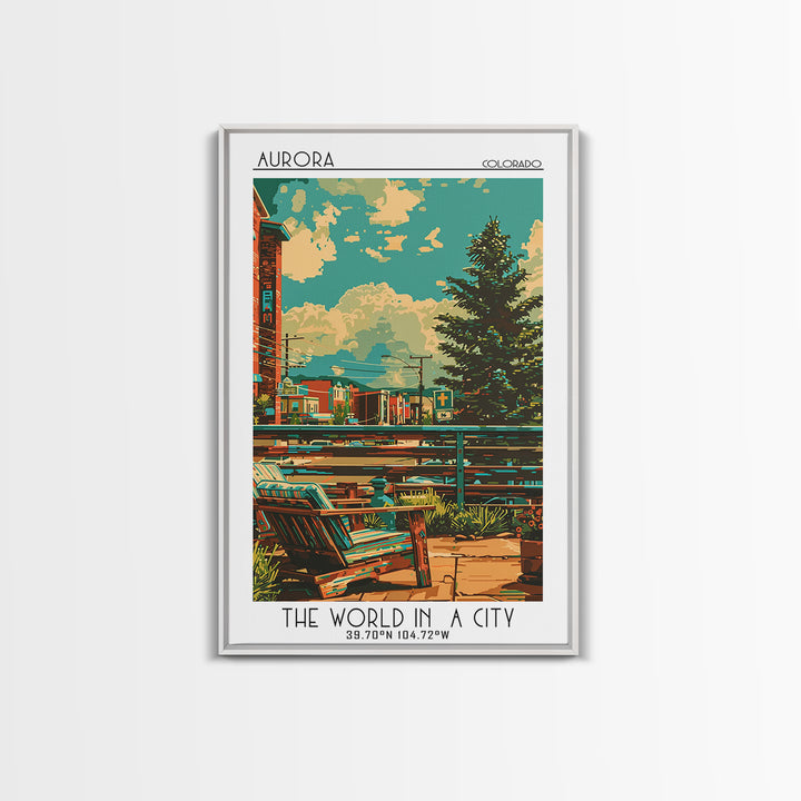 Aurora Travel Poster, Canvas Print, City Travel Poster, Travel Wall Decor, City Illustration, Home Office Decor, Retro Travel Poster