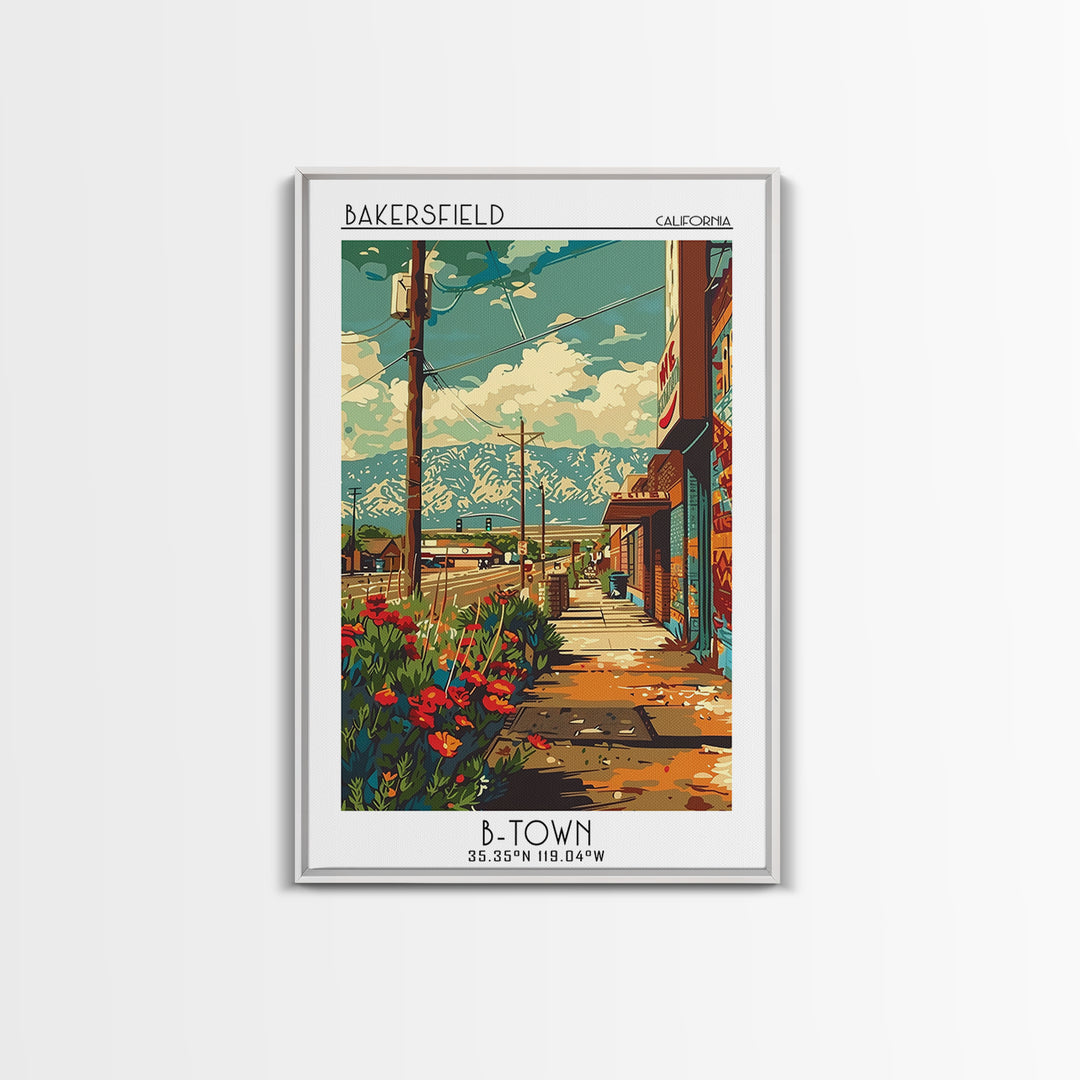 Bakersfield Travel Poster, Canvas Print, Travel Art Print, Modern Wall Decor, Colorful Wall Art, Travel Prints, Living Room Wall Art