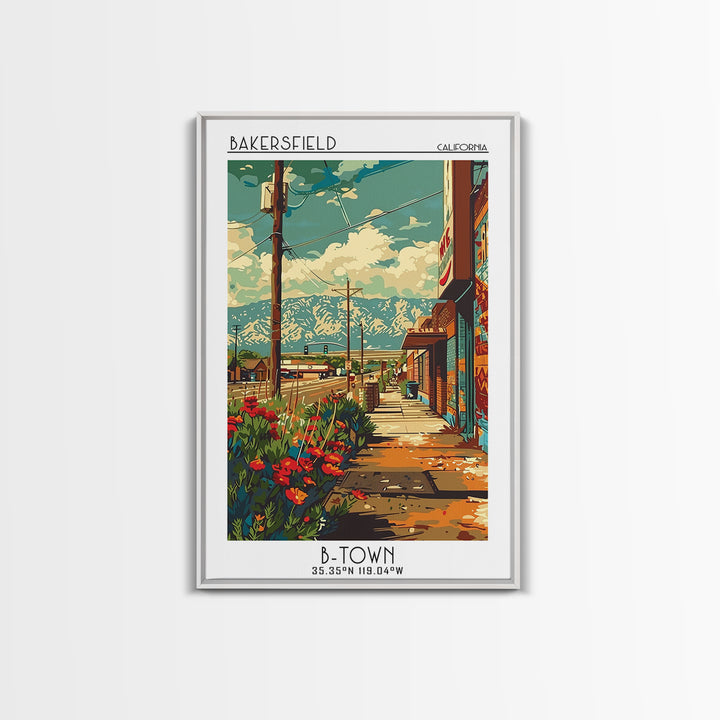 Bakersfield Travel Poster, Canvas Print, Travel Art Print, Modern Wall Decor, Colorful Wall Art, Travel Prints, Living Room Wall Art