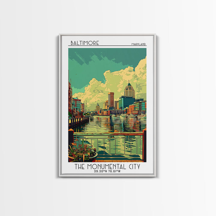 Baltimore Travel Poster, Framed Canvas Print, City Travel Poster, Travel Wall Art, Travel Wall Decor, Fine Art Print, Travel Posters