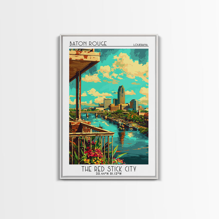 Baton Rouge Travel Poster, Framed Canvas Print, City Art Print, Travel Wall Art, Travel Prints, City Illustration, Travel Wall Decor