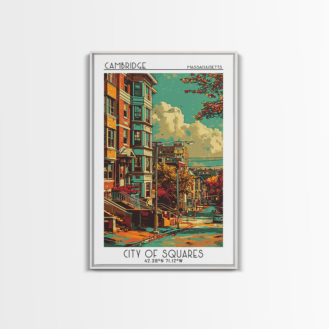 Cambridge Travel Poster, Canvas Print, Travel Prints, Landscape Art, Art Print, Poster Art, Retro Travel Print, Mid Century Wall Art