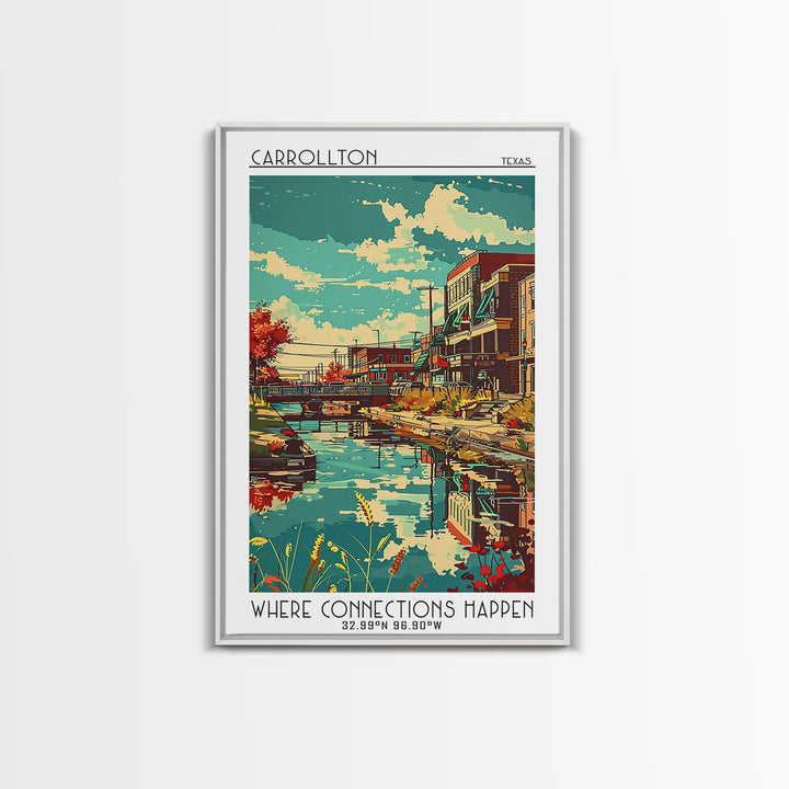 Carrollton Travel Poster, Framed Canvas Print, Poster Print, Travel Wall Art, Retro Travel Poster, City Illustration, Retro Wall Art