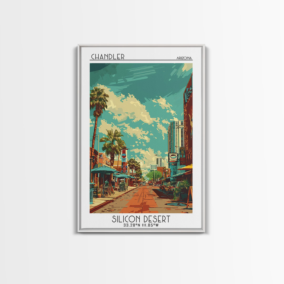 Chandler Travel Poster, Framed Canvas Print, City Art Print, Travel Wall Art, Mid Century Wall Art, Minimalist Poster, Landscape Art