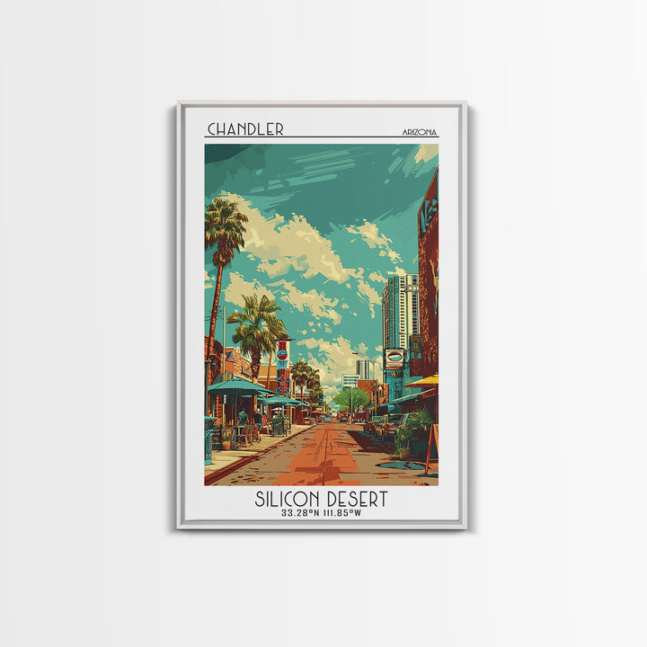 Chandler Travel Poster, Framed Canvas Print, City Art Print, Travel Wall Art, Mid Century Wall Art, Minimalist Poster, Landscape Art