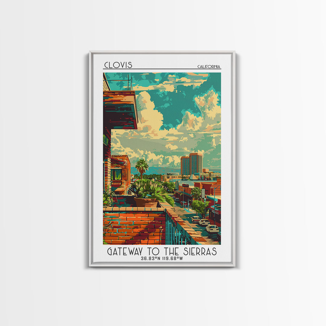 Clovis Travel Poster, Framed Canvas Print, City Art Print, Travel Wall Art, Wanderlust Gift, Poster Art, Landscape Art, Poster Print