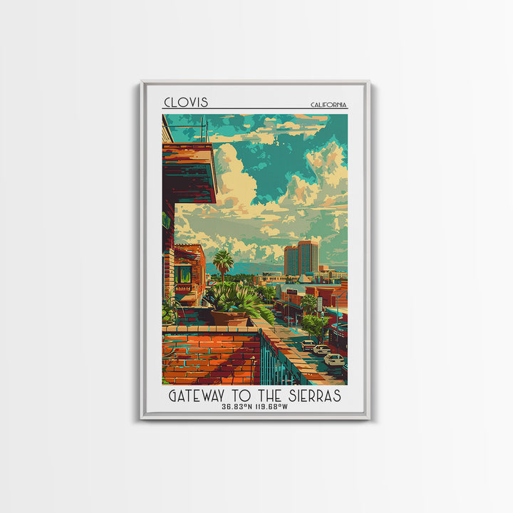 Clovis Travel Poster, Framed Canvas Print, City Art Print, Travel Wall Art, Wanderlust Gift, Poster Art, Landscape Art, Poster Print