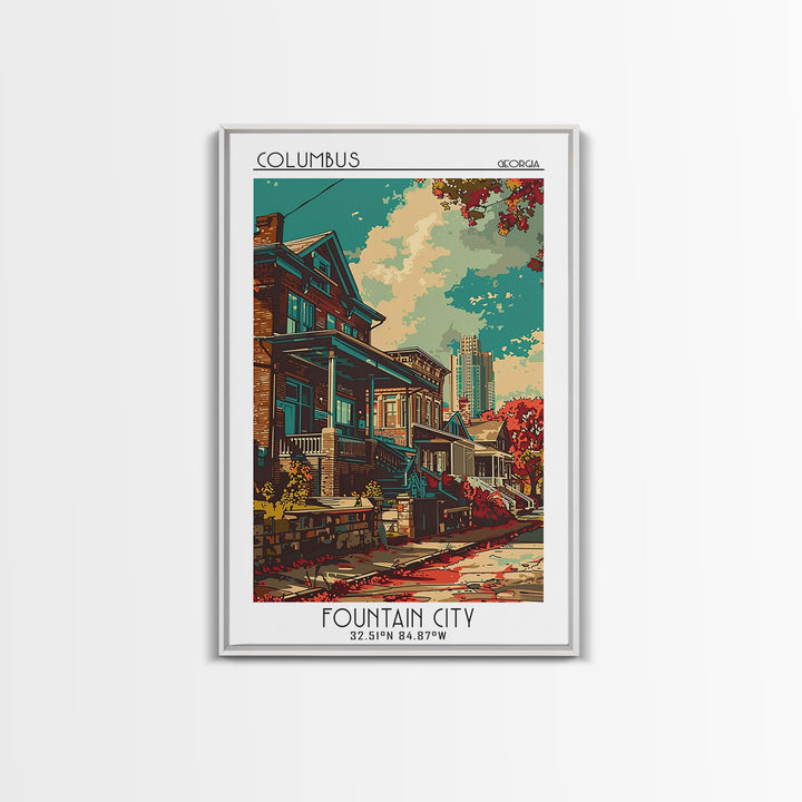 Columbus Travel Poster, Framed Canvas Print, City Travel Poster, Travel Wall Art, Vintage Travel Print, Poster Print, Fine Art Print