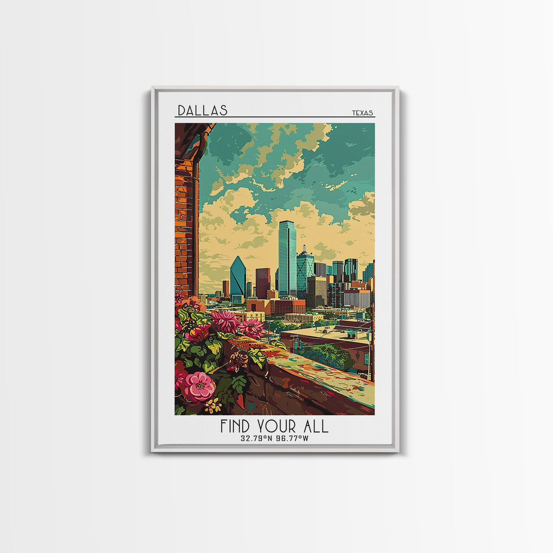 Dallas Travel Poster, Canvas Print, Retro Travel Poster, City Wall Art, Poster Print, Travel Decor, Minimalist Poster, Travel Prints