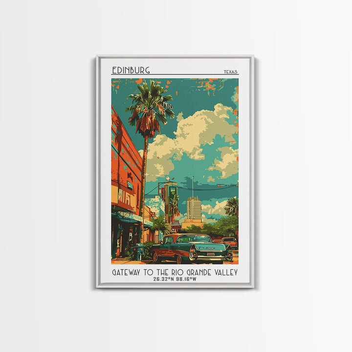 Edinburg Travel Poster, Framed Canvas Print, Retro Travel Poster, City Wall Art, Mid Century Wall Art, Home Decor, Modern Wall Decor