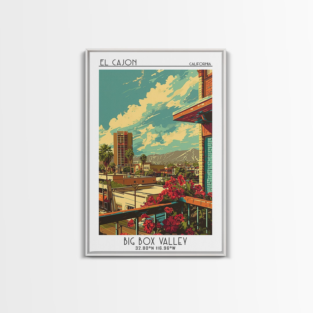 El Cajon Travel Poster, Framed Canvas Print, Travel Wall Art, City Wall Art, Poster Art, Art Print, Travel Art Print, Retro Wall Art
