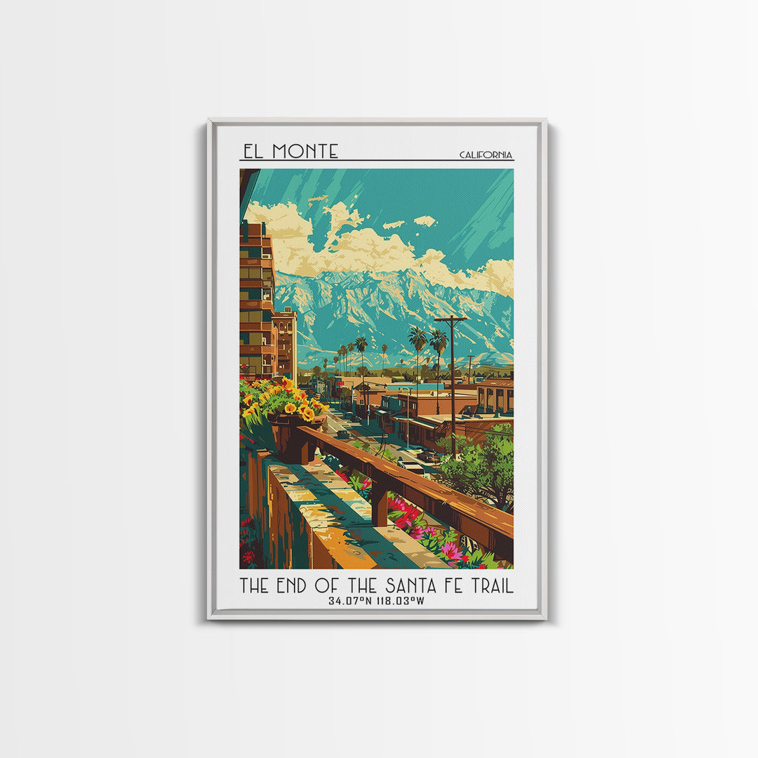 El Monte Travel Poster, Canvas Print, City Art Print, Travel Wall Art, Wall Art, Travel Prints, Gallery Wall Set, Retro Travel Print