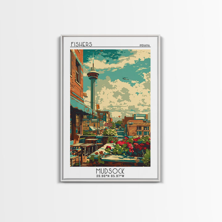 Fishers Travel Poster, Framed Canvas Print, Travel Art Print, Modern Wall Decor, City Wall Art, Poster Art, Poster Print, Home Decor