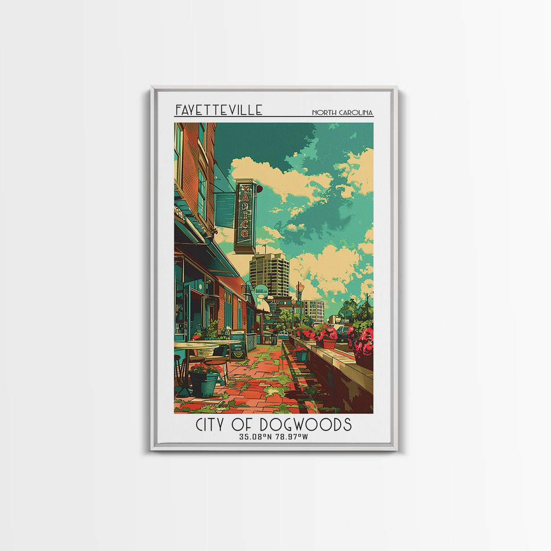 Fayetteville Travel Poster, Framed Canvas Print, Poster Print, Travel Wall Art, Minimalist Poster, City Art Print, City Illustration