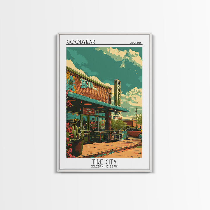 Goodyear Travel Poster, Canvas Print, City Travel Poster, Vintage City Poster, Living Room Wall Art, Travel Wall Art, City Art Print