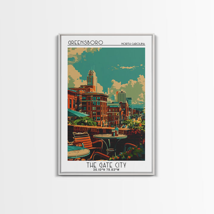 Greensboro Travel Poster, Framed Canvas Print, Retro Wall Art, Travel Print, Landscape Art, Poster Art, Wall Art, Retro Travel Print