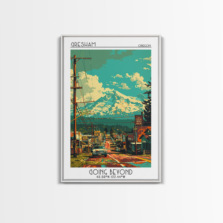 Gresham Travel Poster, Framed Canvas Print, City Travel Poster, Travel Wall Art, Travel Art Print, Minimalist Poster, Retro Wall Art