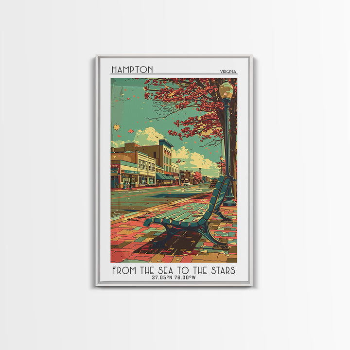 Hampton Travel Poster, Canvas Print, Travel Wall Art, City Wall Art, Poster Art, Modern Wall Decor, Retro Wall Art, Travel Art Print