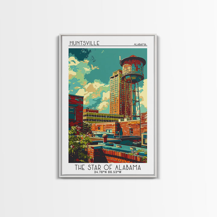 Huntsville Travel Poster, Canvas Print, Poster Print, Travel Wall Art, Travel Wall Decor, Wall Art, Travel Print, Retro Travel Print