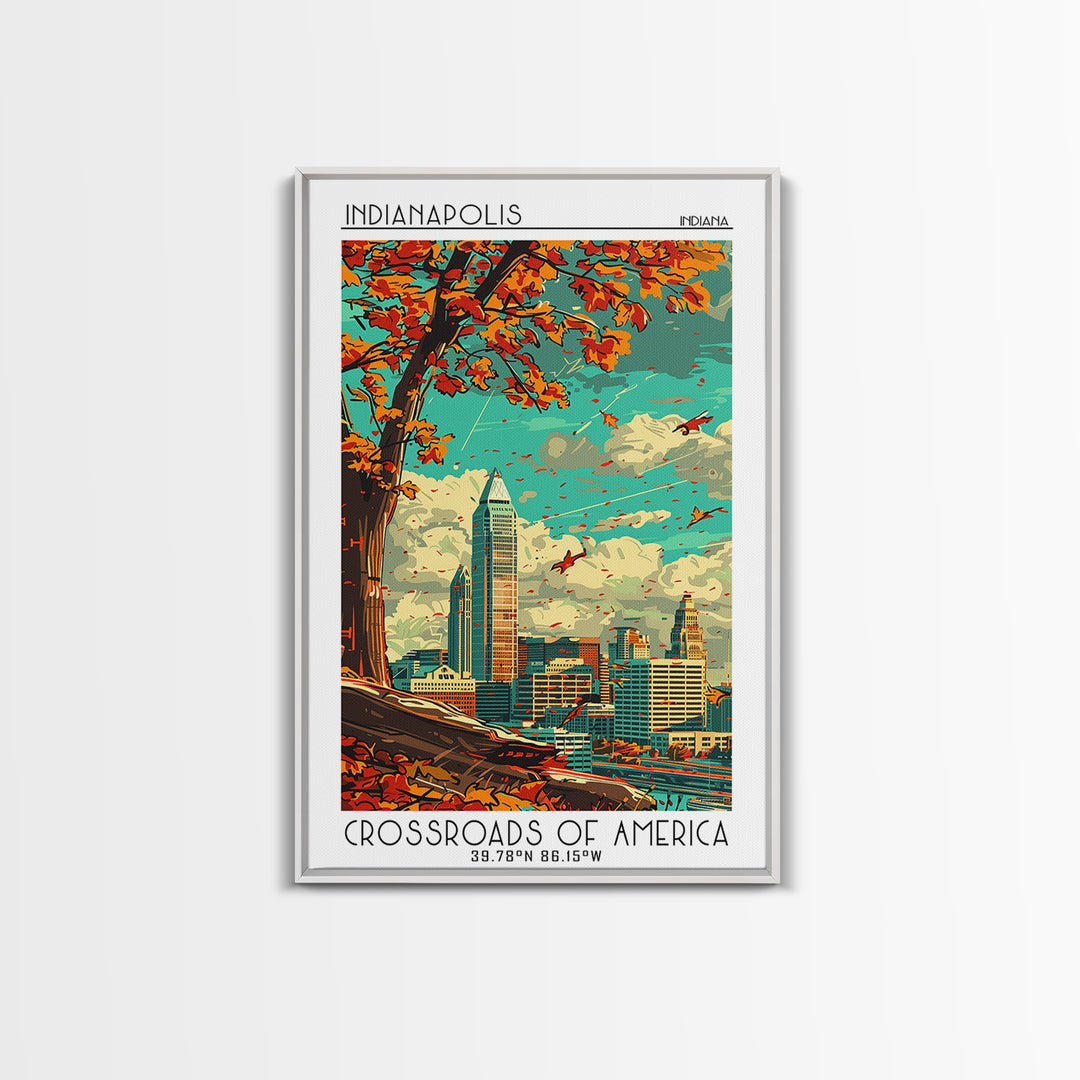 Indianapolis Travel Poster, Canvas Print, Retro Travel Poster, City Wall Art, Art Print, Minimalist Poster, Home Decor, Travel Decor