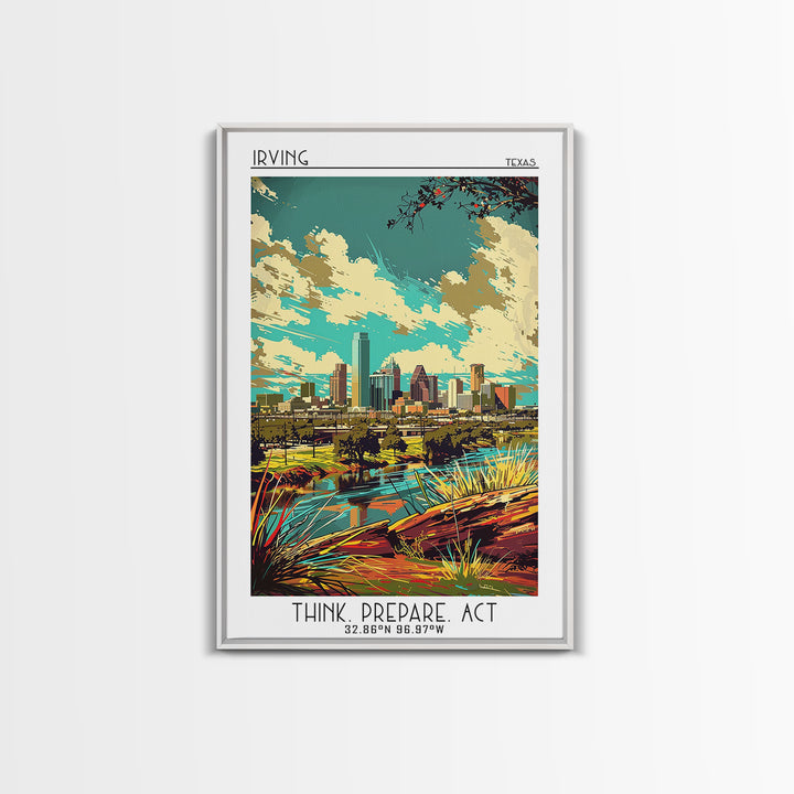 Irving Travel Poster, Framed Canvas Print, City Travel Poster, Vintage City Poster, Retro Wall Art, Retro Travel Print, Poster Print