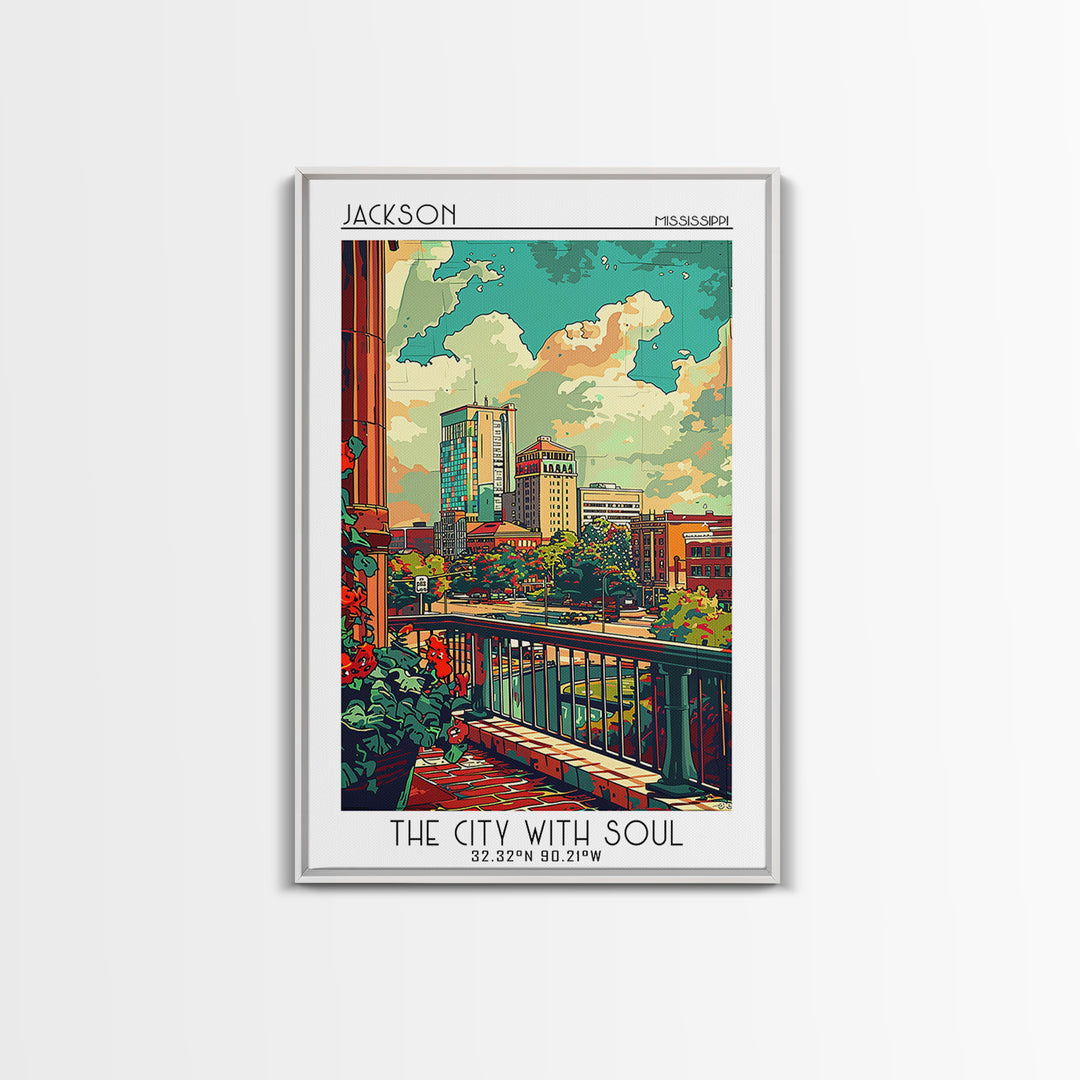 Jackson Travel Poster, Framed Canvas Print, City Travel Poster, Vintage City Poster, Landscape Art, Vintage Poster, Travel Art Print