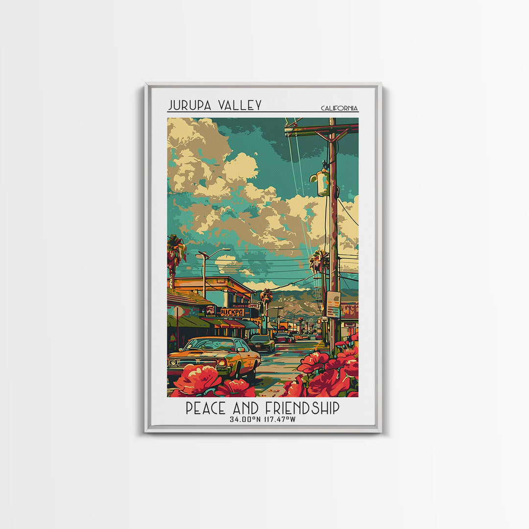 Jurupa Valley Travel Poster, Canvas Print, City Travel Poster, Travel Wall Art, Retro Travel Print, Modern Wall Decor, Landscape Art