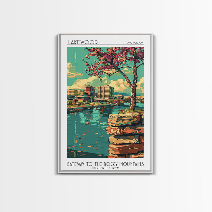 Lakewood Travel Poster, Canvas Print, Travel Art Print, Modern Wall Decor, Wall Art, City Wall Art, Travel Wall Decor, Landscape Art