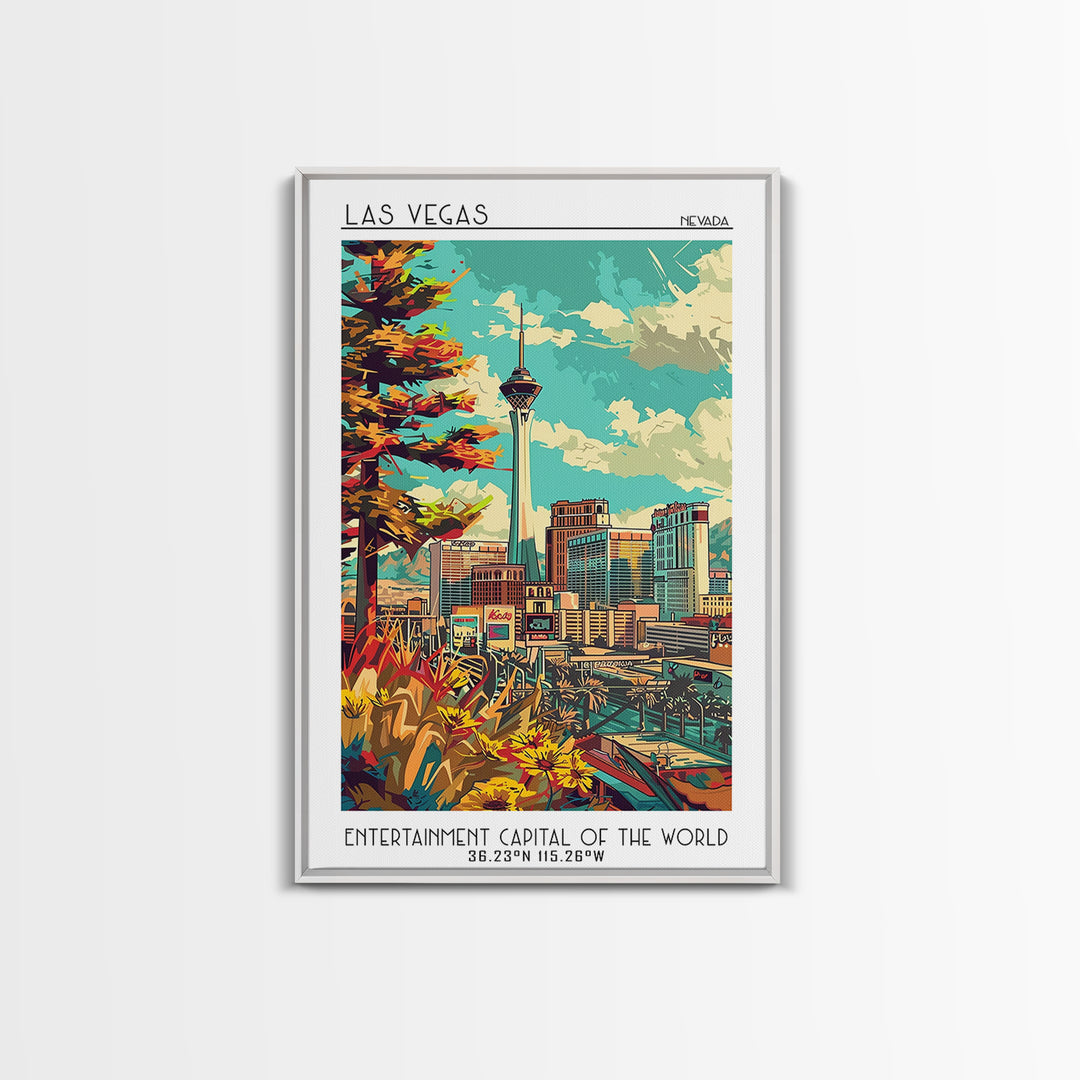 Las Vegas Travel Poster, Canvas Print, City Travel Poster, Travel Wall Art, Travel Prints, Mid Century Wall Art, Vintage City Poster