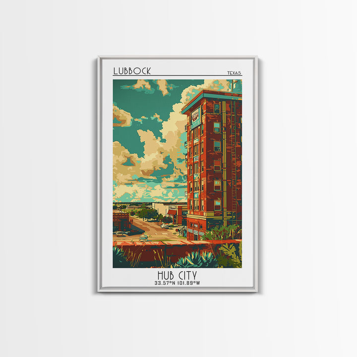 Lubbock Travel Poster, Framed Canvas Print, City Travel Poster, Travel Wall Decor, Living Room Wall Art, Home Office Decor, Wall Art
