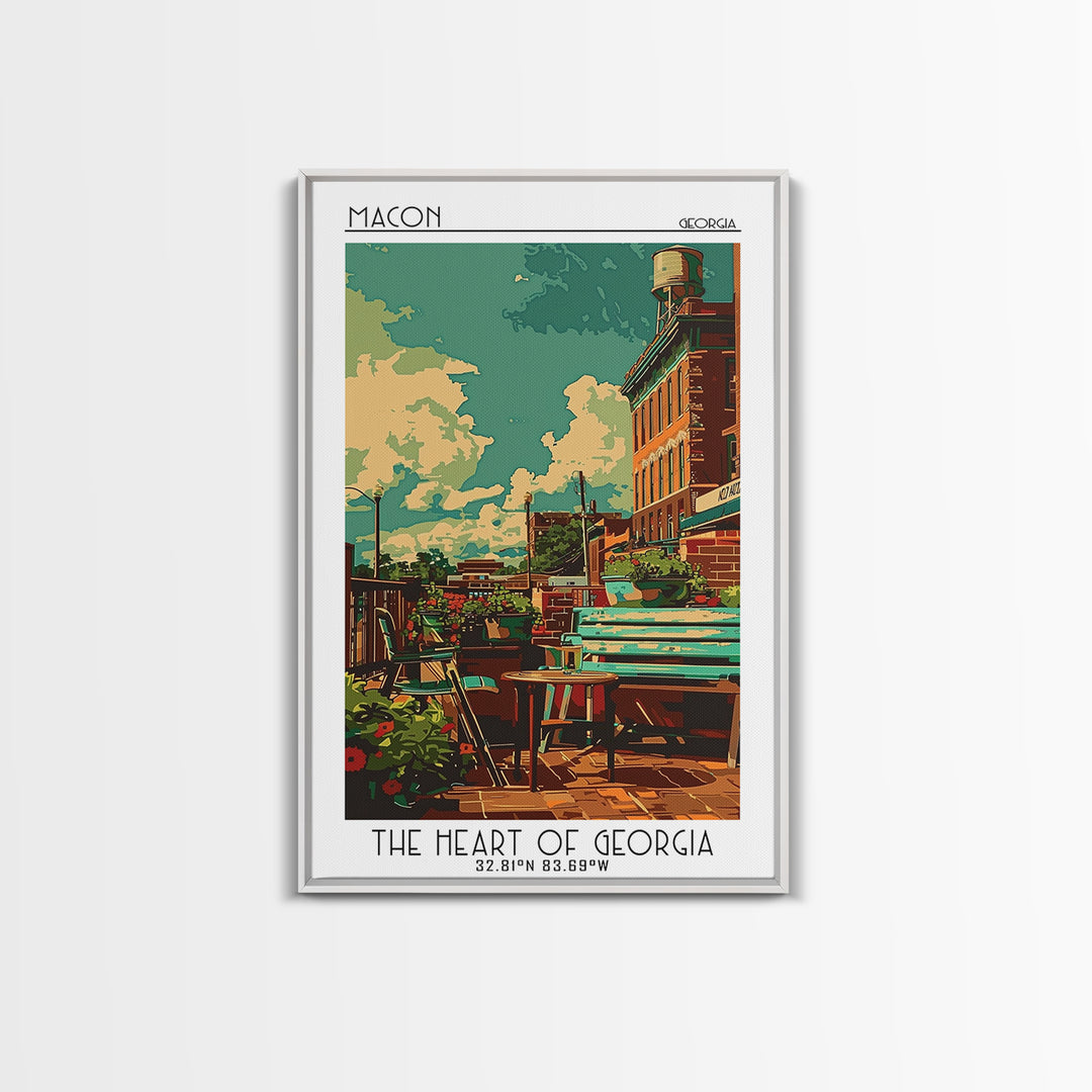 Macon Travel Poster, Canvas Print, City Travel Poster, Travel Wall Decor, Living Room Wall Art, Watercolor Cityscape, Retro Wall Art