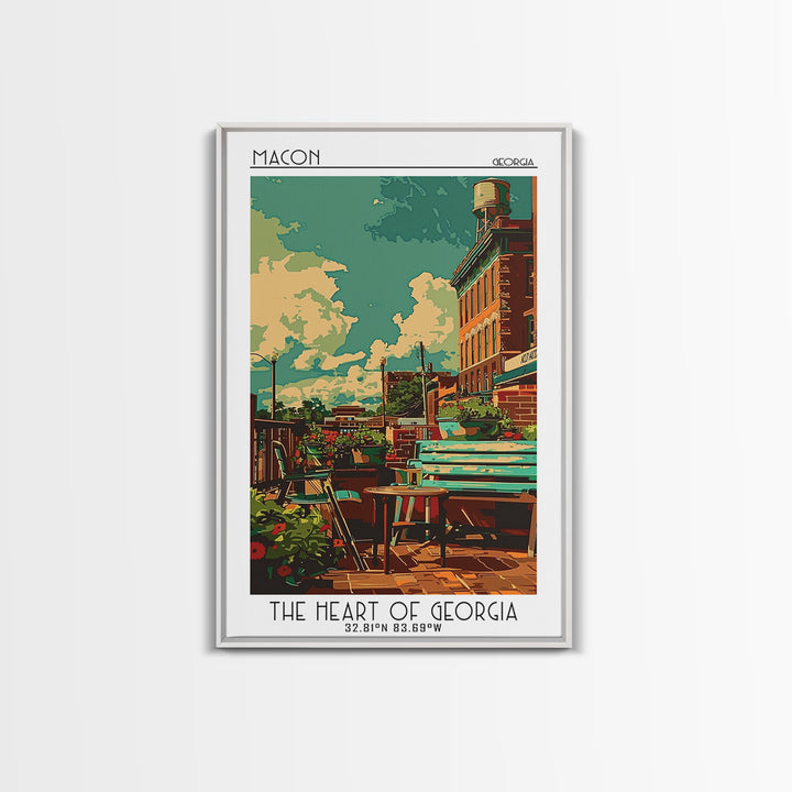 Macon Travel Poster, Canvas Print, City Travel Poster, Travel Wall Decor, Living Room Wall Art, Watercolor Cityscape, Retro Wall Art