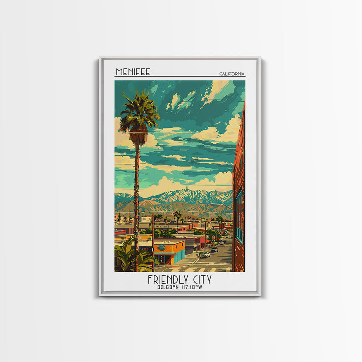 Menifee Travel Poster, Framed Canvas Print, City Art Print, Travel Wall Art, Wall Art, Home Decor, Travel Posters, Modern Wall Decor