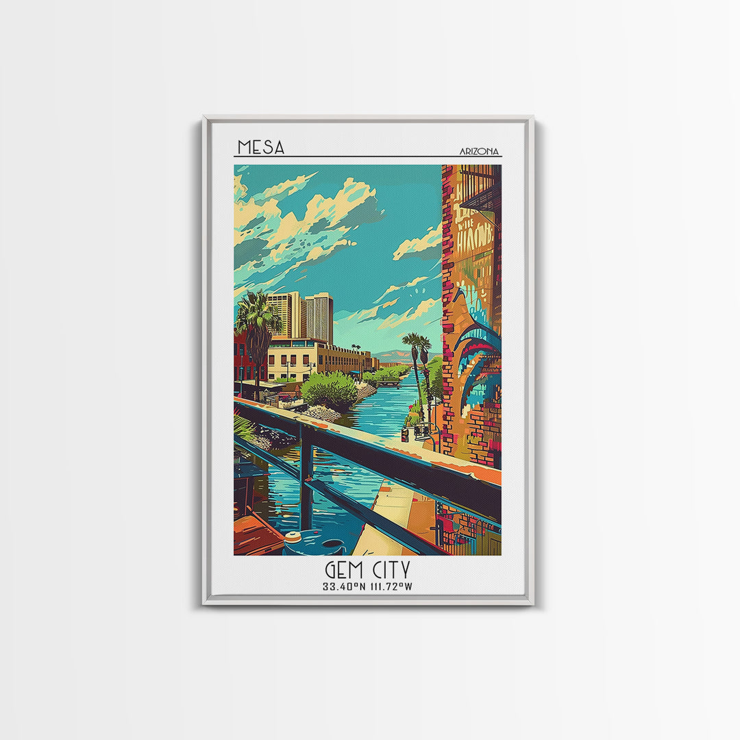Mesa Travel Poster, Framed Canvas Print, Vintage Travel Print, City Wall Art, Fine Art Print, Minimalist Poster, Retro Travel Poster